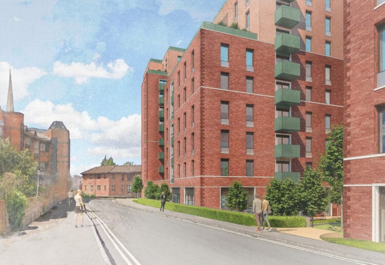 A street scene elevation plan proposed 200 flat apartment block John Lewis Partnership wants to build in Mill Lane, Reading. Credit: John Lewis Partnership