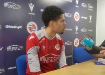 Knibbs speaking to the media at Bearwood Park.