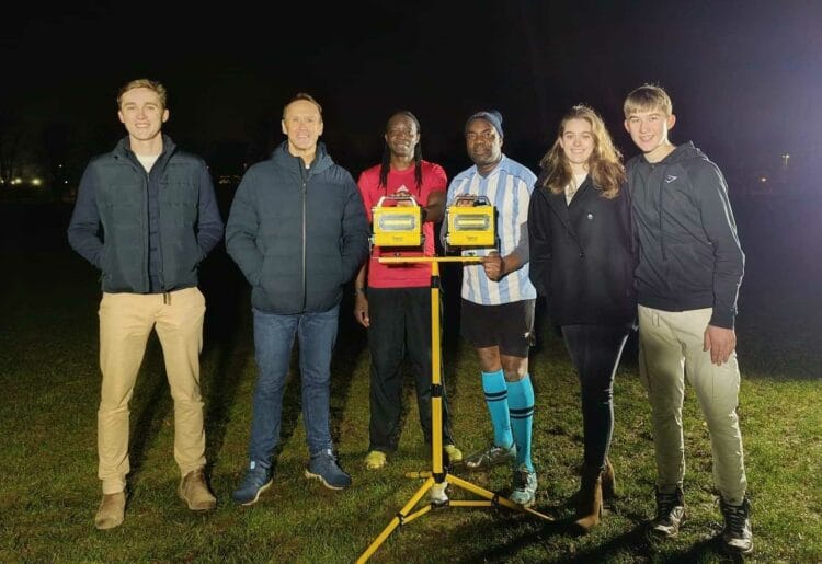 Sanctuary Strikers Football Club have been given a donation from the John Sykes Foundation that enabled them to buy portable floodlights, ensuring they can practise in the dark