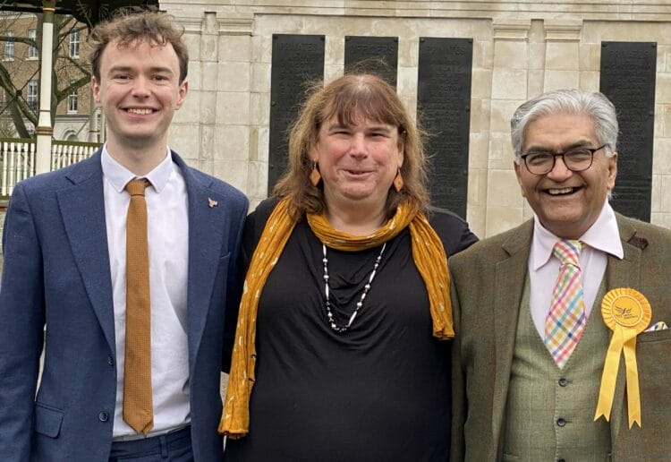 Henry Wright, Helen Belcher and Tahir Maher, the Liberal Democrat prospective parliamentary candidates for Reading Central, Reading West and Mid Berkshire, and Earley and Woodley Picture: Phil Creighton