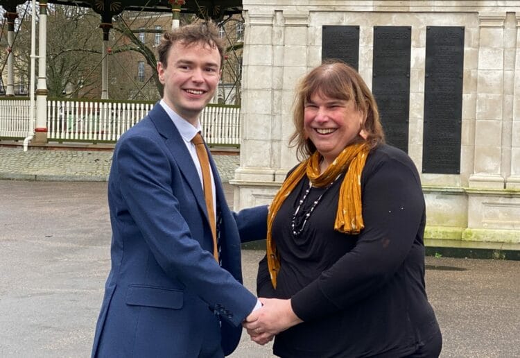 Henry Wright, the Lib Dem candidate for Reading Central, with Reading West and Mid-Berkshire candidate Helen Belcher Picture: Phil Creighton