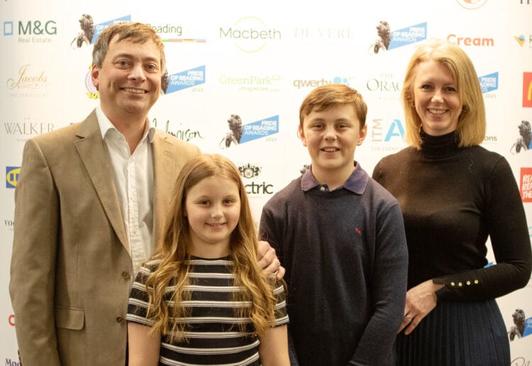 Amelie Turnball, who won The Inspiration Award sponsored by McDonald's, with mum Davina and family