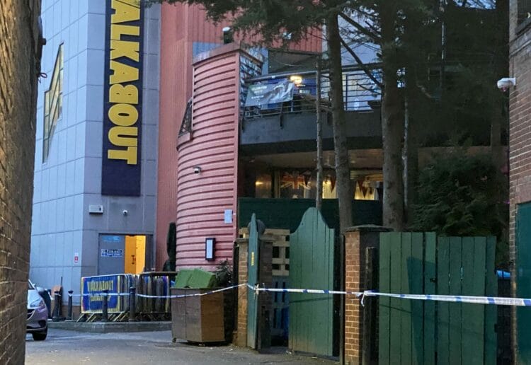 Thames Valley Police conducting investigations into an incident at Walkabout, central Reading.