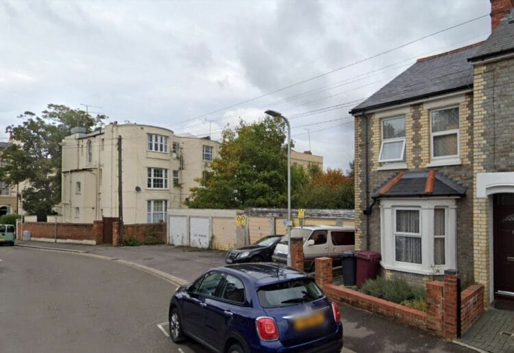 The garages in Field Road that a developer wants to replace with seven homes Picture: Google Maps/Colony Architects/Local democracy reporting service