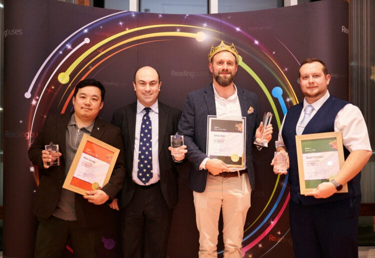 Milan Gurung, Robert Williams, Simon Gold and Stuart Pritchard at Reading Buses' Night With The Stars event, held at the Hilton Hotel in Reading