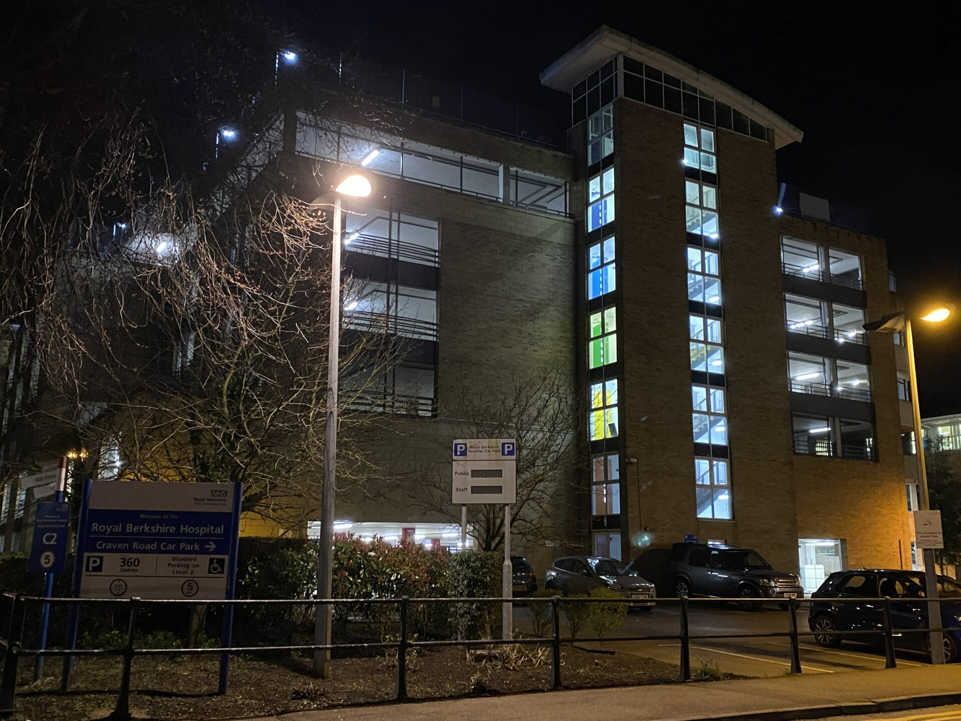 A picture of the Royal Berkshire Hospital's car park at night Picture: Phil Creighton