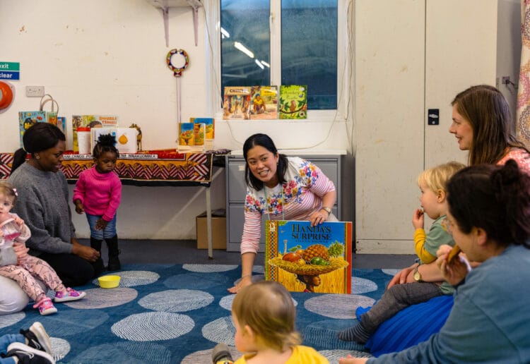 Children gather for a book reading at Whitley Wood Playgroup. Credit: University of Reading