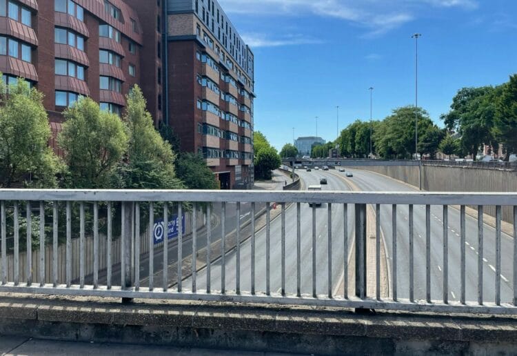 The Reading IDR, taken from the Oxford Road bridge. Councillor David McElroy said future occupants and guests in the Minster Quarter area would have their lungs and eyes 'destroyed' by the IDR. Picture: ocal Democracy Reporting Service