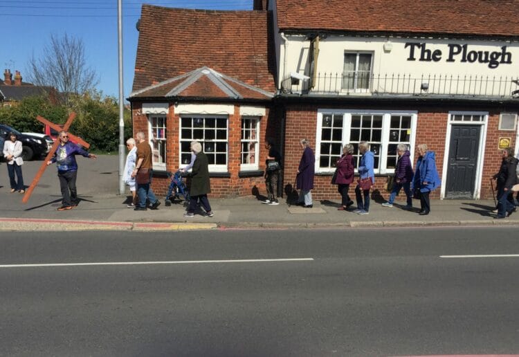 Christians from Tilehurst walk to The Triangle Picture: Churches Together in Reading