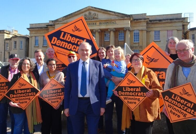 National Lib Dem leader Sir Ed Davey with Reading Lib Dem candidates and supporters Picture: Reading Liberal Democrats