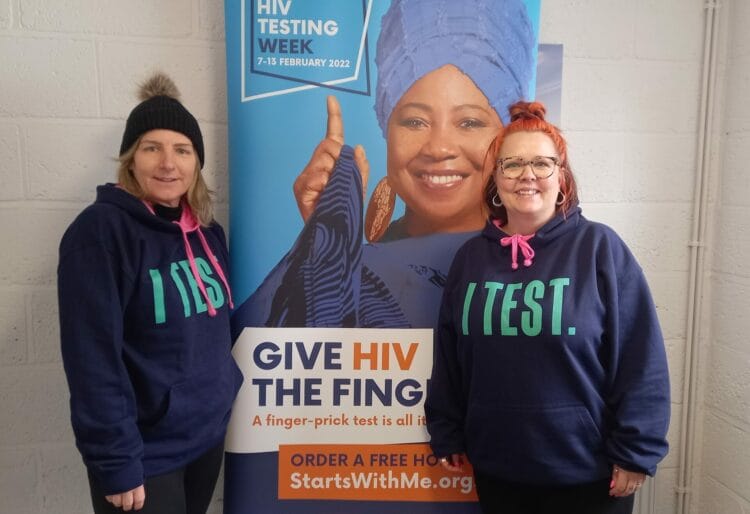 Sue Amer, client support at TVPS, and Jessica Harding, deputy CEO of TVPS, at a community testing session. Picture: Jake Clothier
