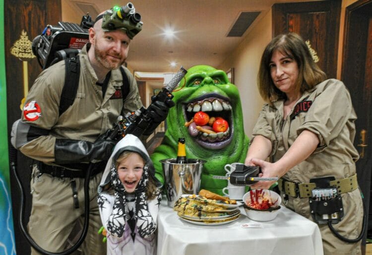 Eliza Jupp, 6, joins the Ghostbusters and vanquish Slimer. Picture: Steve Smyth