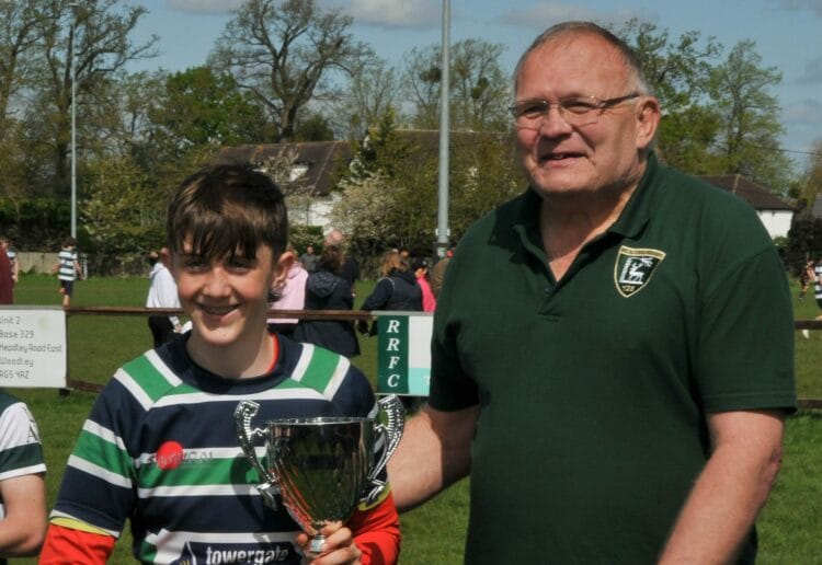 Reading RFC U14s v Reading Abbey U14s in the Olly Stephens Memorial Cup game on Sunday.

Jonah Fallon, captain of Reading Abbey U14s receives the trophy.