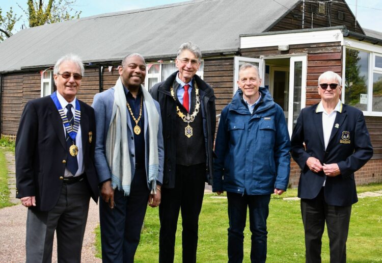 Councillor Tony Page, the Mayor of Reading, and Matt Rodda, the Labour MP for Reading East at the Bohemian Bowls Club on De Montford Island on the River Thames. Picture: Office of Matt Rodda MP