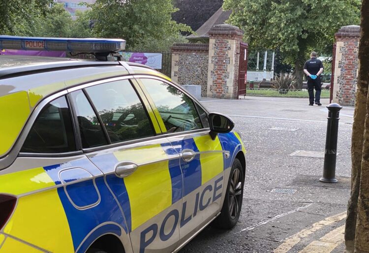 Police at the scene of the Forbury Gardens terorrist attack in June 2020