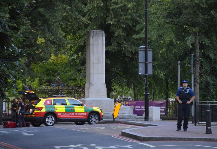 Police outside Forbury Gardens on June 20, 2020 Picture: Phil Creighton