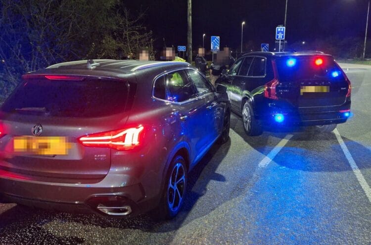 Police officers stopped a man suspected of drug driving on the M4, after a chase, he was caught by a police dog Picture: Wiltshire Police