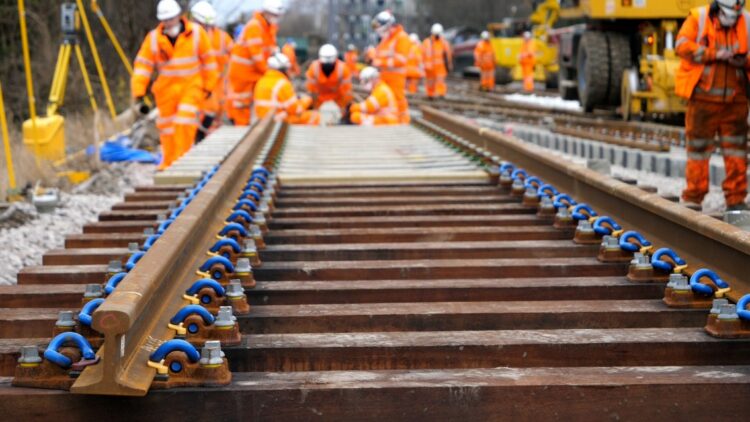 Network Rail working on the railway line