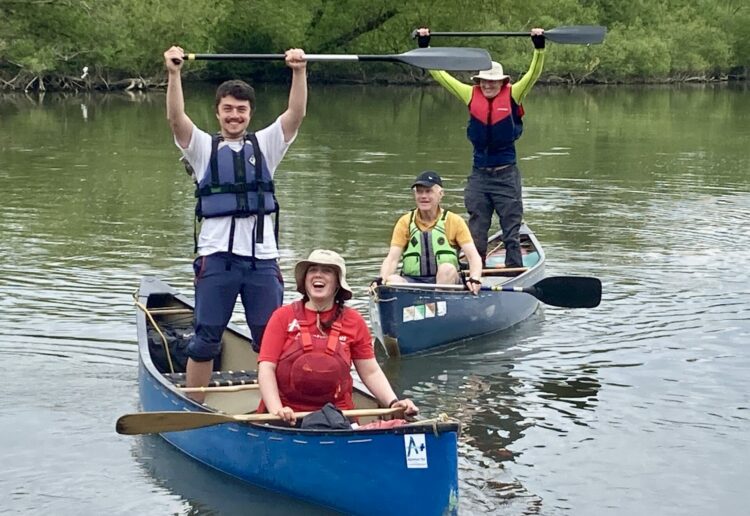 A+Adventure Plus canoeists on their way from Witley near Oxford to Westminster passed by Wokingham?s Waterside Centre on their fundraising paddle. Picture: Emma Merchant
