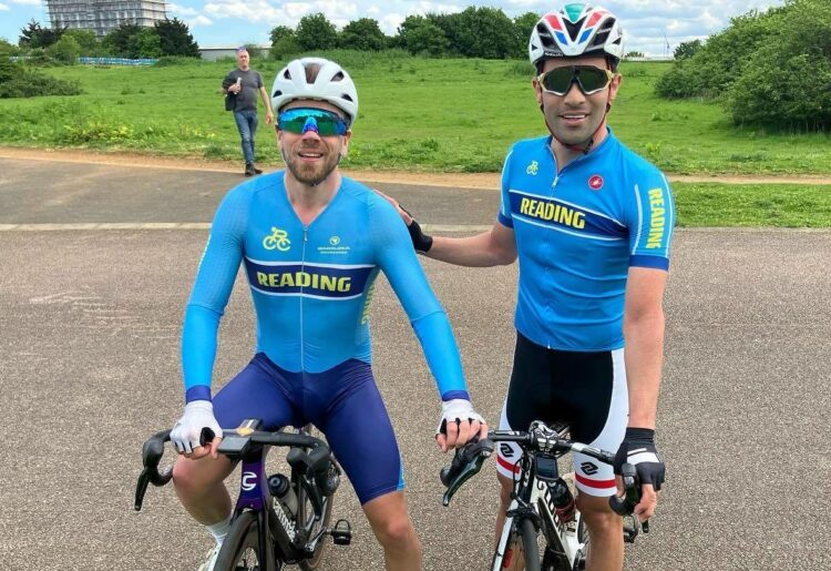Mohammad Ganjkhanlou with Michael Gray, the road racing secretary at Reading Cycling Club. Picture: Reading Cycling Club