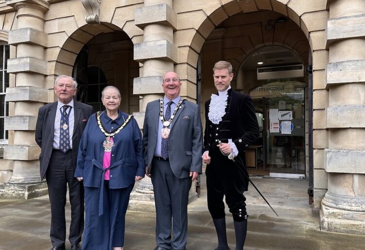 From left: the High Sheriff of Oxfordshire, James Macnamara; the mayor of Wokingham Borough, Beth Rowland; Chairman of West Berkshire Council, Billy Drummond; and The High Sheriff of the Royal County of Berkshire, Alexander Barfield.