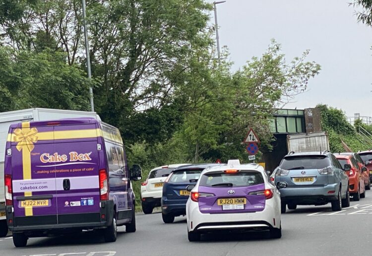 Traffic queueing on the London Road in Reading due to roadworks. There are fears this is what it will be like when a bus lane is installed later this year Picture: Phil Creighton