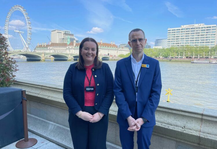 Dr Paul Perkins and Naomi Barlow at the Houses of Parliament
