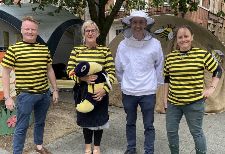 Members of Nature Nurture organised Create A Buzz, a celebration of bees, in Reading town centre as part of Reading Climate Festival Picture: Phil Creighton