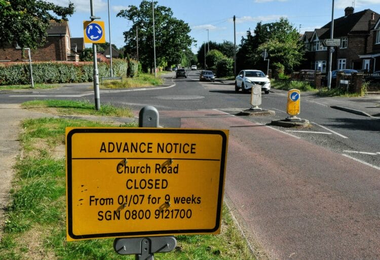 Church Road in Earley facing roadworks and road closures Picture: Steve Smyth
