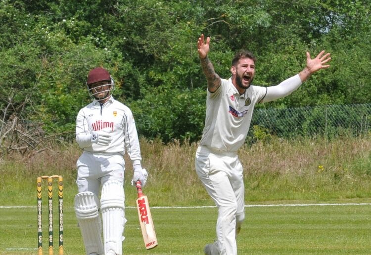 Wokingham 2s v Finchampstead 1s (batting)

Mannu Rawat out LBW, bowler Greyling delighted.