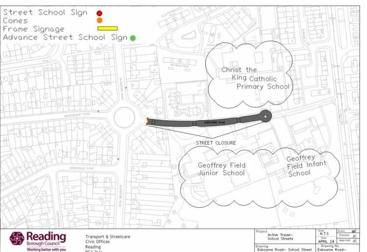 The design for the Exbourne Road School Street in Whitley. Credit: Reading Borough Council.