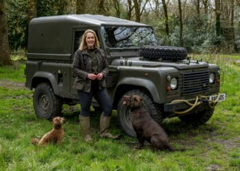 Claire Hunter with her two dogs, of Hunters Dog Holidays