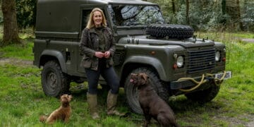 Claire Hunter with her two dogs, of Hunters Dog Holidays