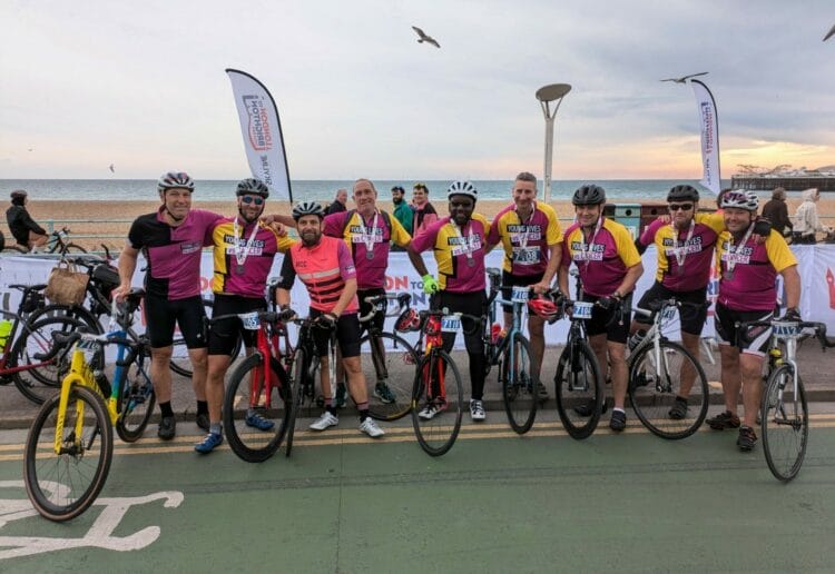 Andrew Mills, from Reading, has raised thousands of pounds for Young Lives VS Cancer by cycling from London to Brighton after his son survived cancer last summer. Picture: Andrew Mills/Hazza's Fund on Just Giving