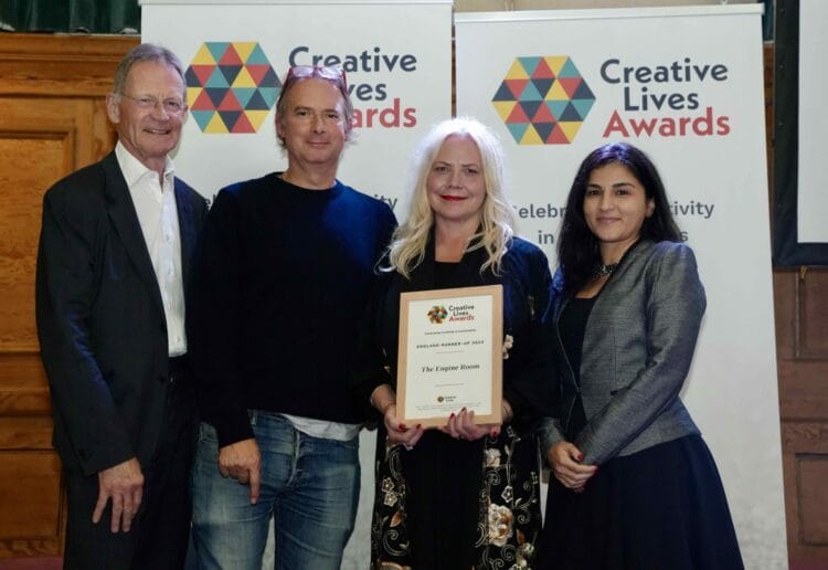 Sir Nicholas Serota, Chair of Arts Council England; Philip Newcombe & Lisa-Marie Gibbs, The Engine Room; Francesca Aita, Creative Lives. Picture: Creative Lives