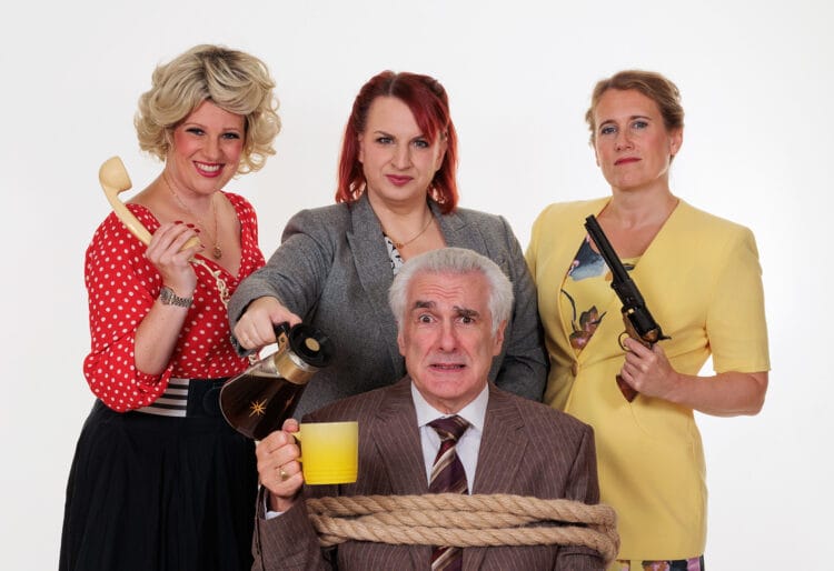 Abi Lingwood as Doralee, Laura Manderson as Violet, Lorraine Cox as Judy and Brian Bretney as Hart. Picture: Emma Ramskill