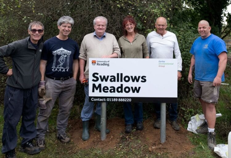 The UoR Estates team, Earley Environmental Group, and Watson and Co. at Swallows Meadow. Picture: University of Reading