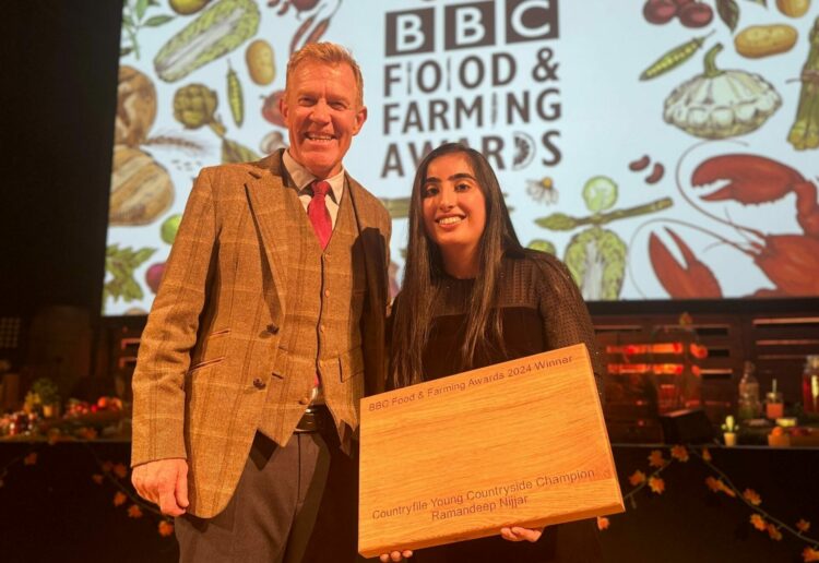 Adam Henson and Ramandeep Nijjar at the BBC Food and Farming Awards 2024. Picture: Via the University of Reading