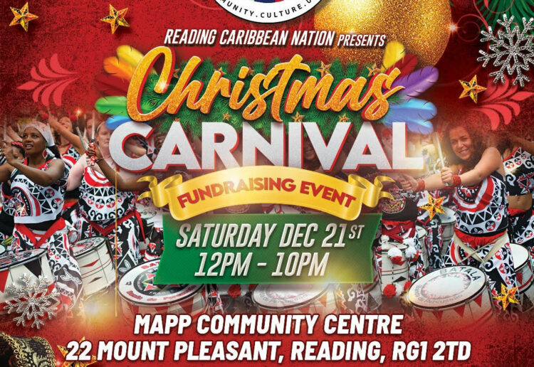 The Reading Carnival Christmas fundraiser takes place at Mapp Community Centre, Mount Pleasant, from noon-10pm on Saturday, December 21