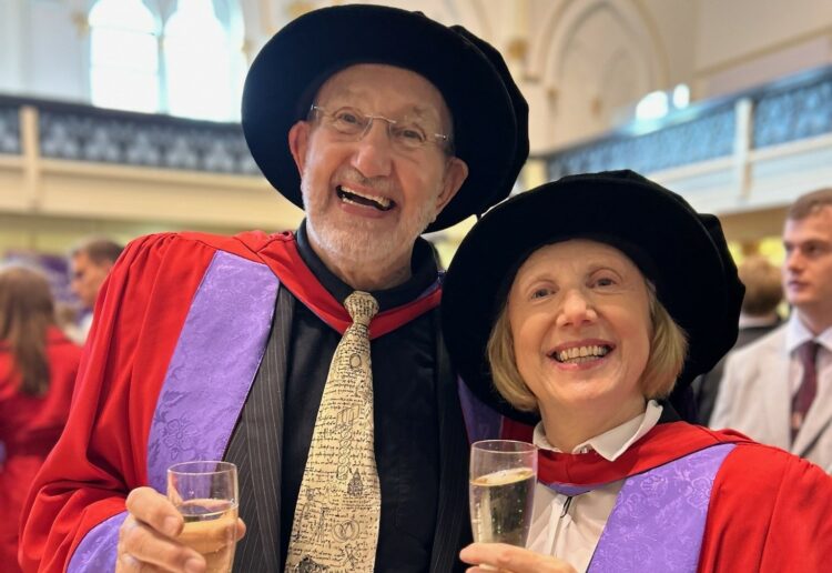 James and Julia Binney celebrate University of Winchester graduation ceremony. Picture: University of Winchester Press Office