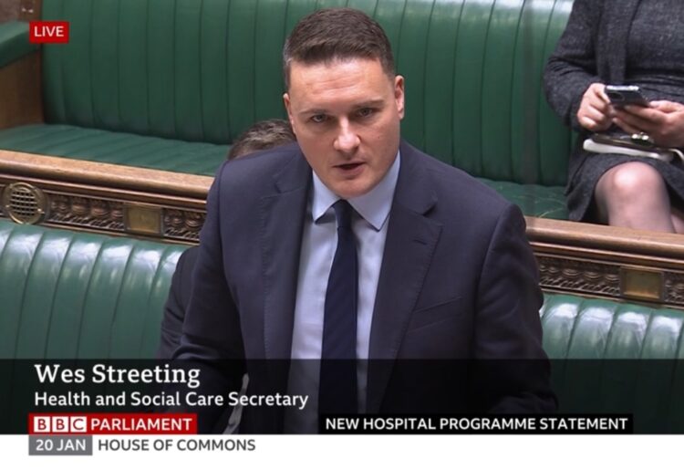 Wes Streeting, secretary of state for health and social care. Pic: BBC Parliament.