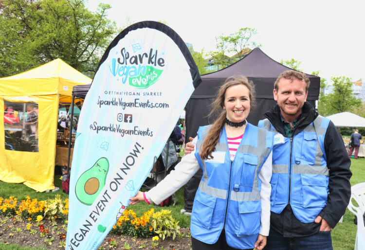 Reading Today 23rd April 2022; Reading Vegan Fiesta at Forbury Gardens by Sparkle Vegan Events; Sarah and Simon Zeneli