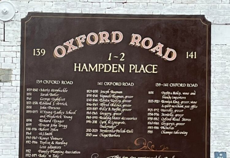 The hand-written sign on the corner of Russell Street where it meets Oxford Road has garnered an accolade from the national Sign and Wrap Awards. Picture: Reading Borough Council