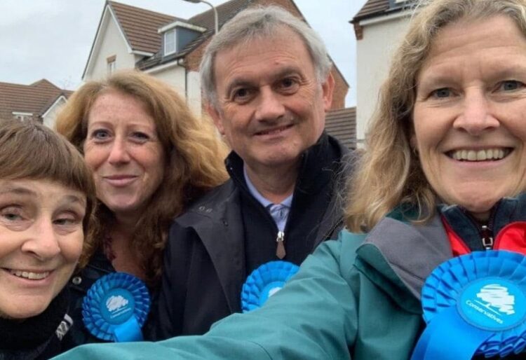 Mike Townend passed away on May 9, pictured with fellow Conservatives Pauline Heliar-Symons, councillor Alison Swaddle and cllr Isobel Ballsdon. Credit: Councillor Isobel Ballsdon