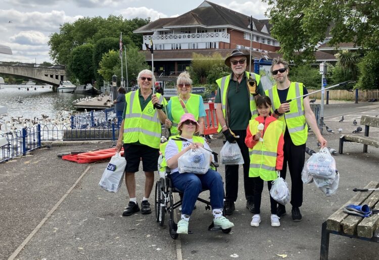 Pangbourne Rotarians enjoyed doing their bit to clean up 14 bags of litter from the Thames path at Caversham. Picture: Pangbourne Rotary Club
