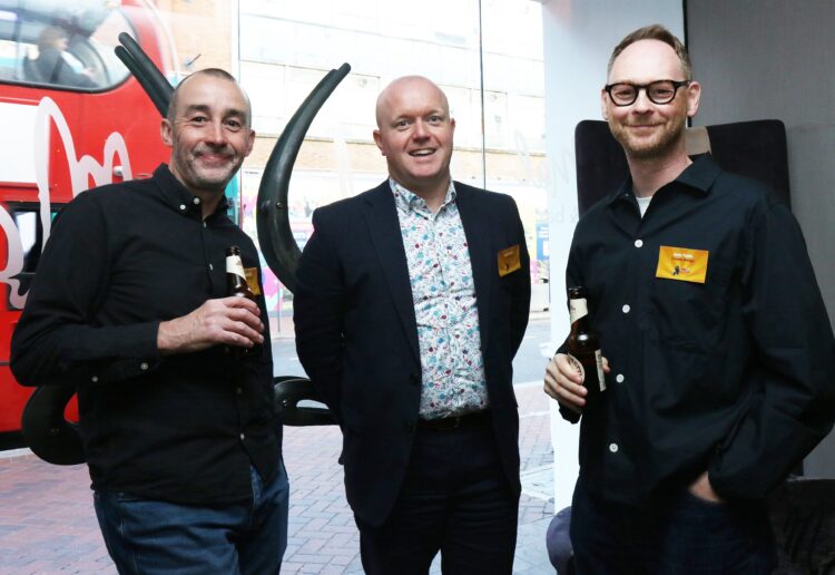 Pride of Reading launch 2025 at Malmaison Reading; Barnaby Firth (Cream Design), Barnaby Firth (Cream Design), Lee Gardiner (Vale & West) and Andy Taplin (Cream Design)