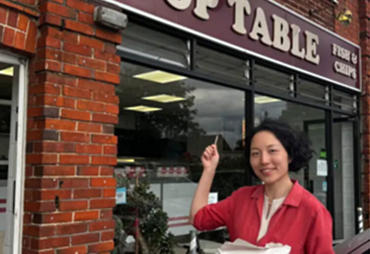 MP Yuam Yang outside the takeaway.