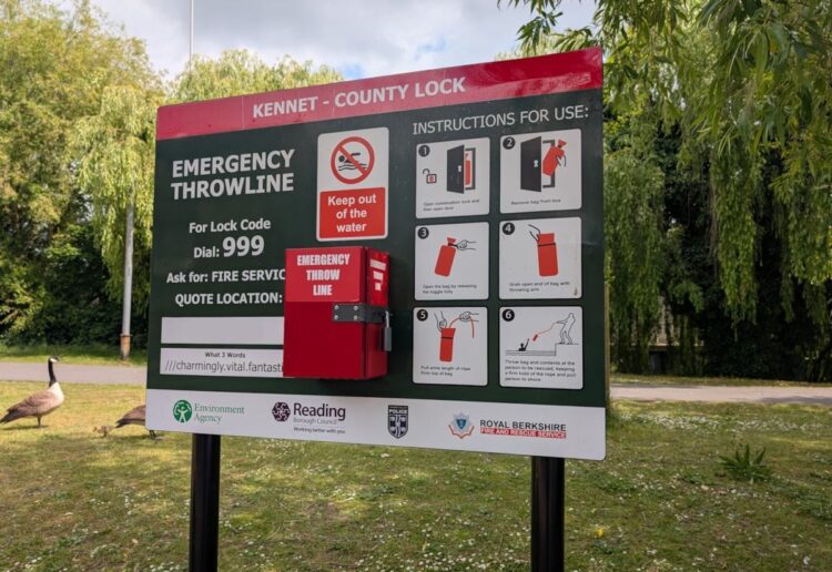Eight new throw lines and emergency information boards have been added to sites along the River Thames and River Kennet. Picture: Reading Borough Council