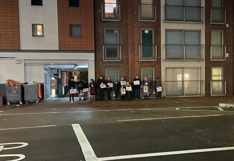 A pro-Life vigil opposite the BPAS clinic in London Street, Reading (faces pixelized to protect the identities of children). Credit: James Aldridge, Local Democracy Reporting Service