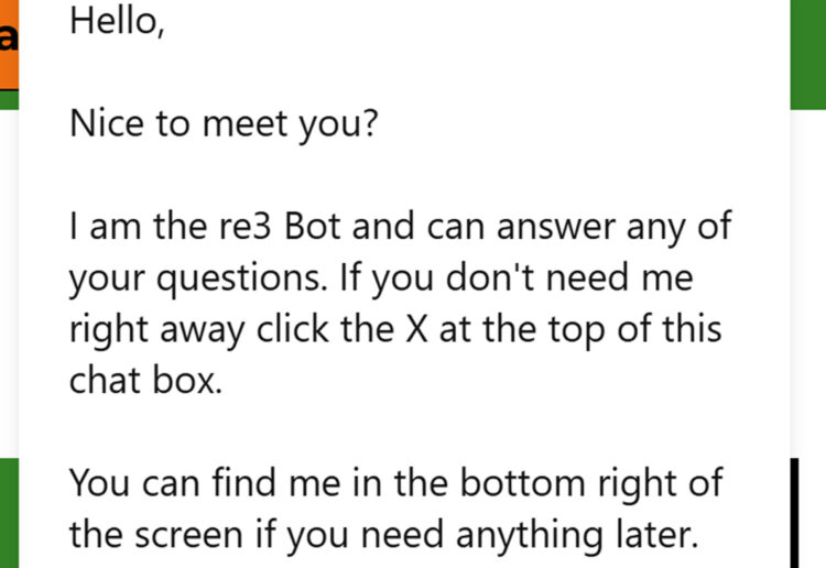 the chatbot is now live on the re3 website.